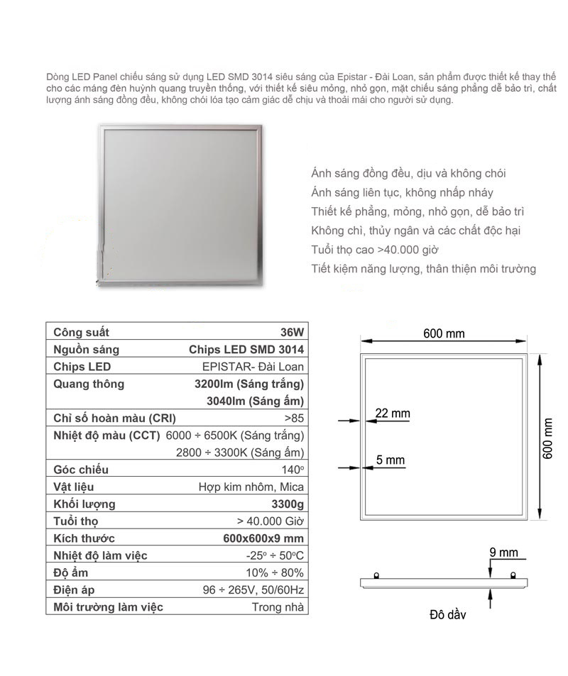 den led panel 36W 60x60 2